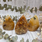 Rutilated agate mini flames with brown and yellow hues