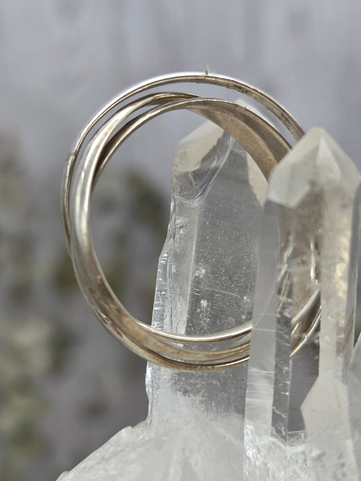 Sterling silver fidget ring with a polished finish