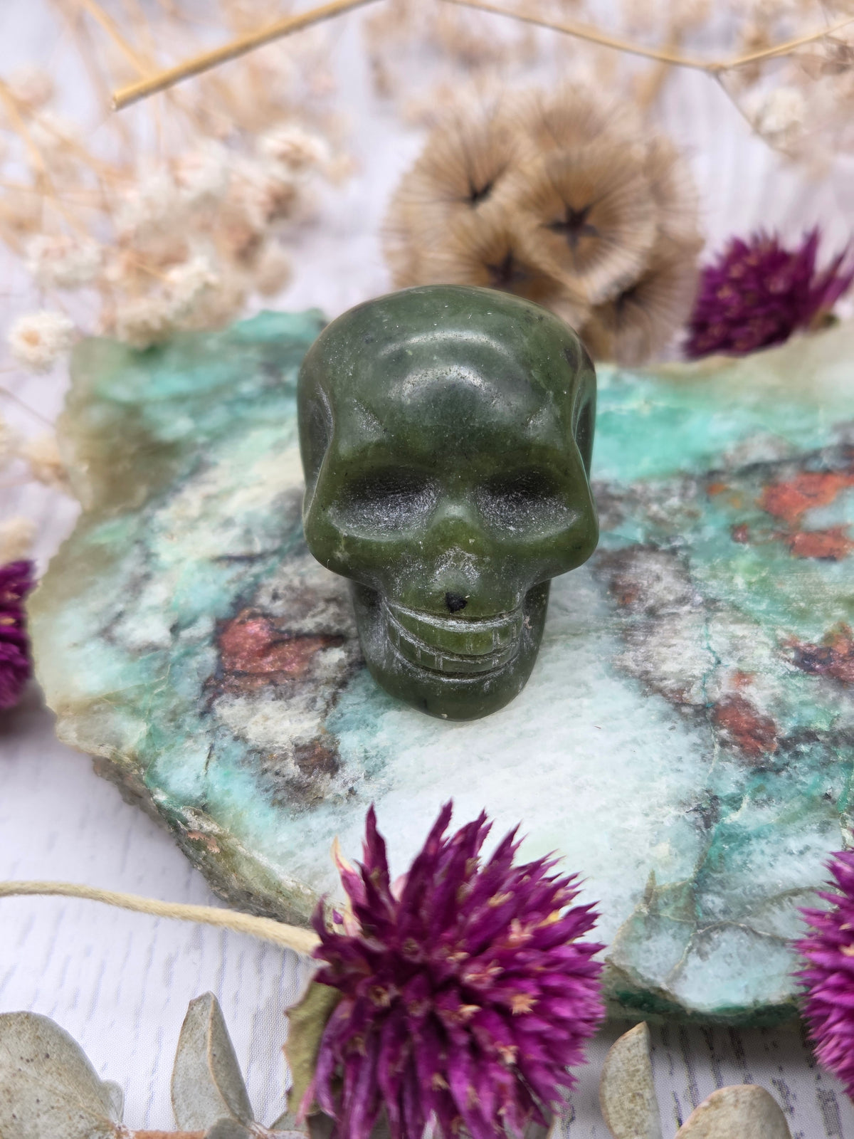 Serpentine Jade Skull