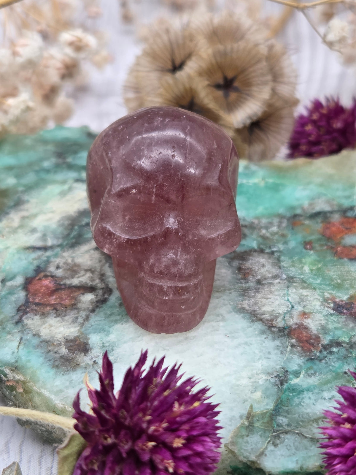 Strawberry Quartz Skull