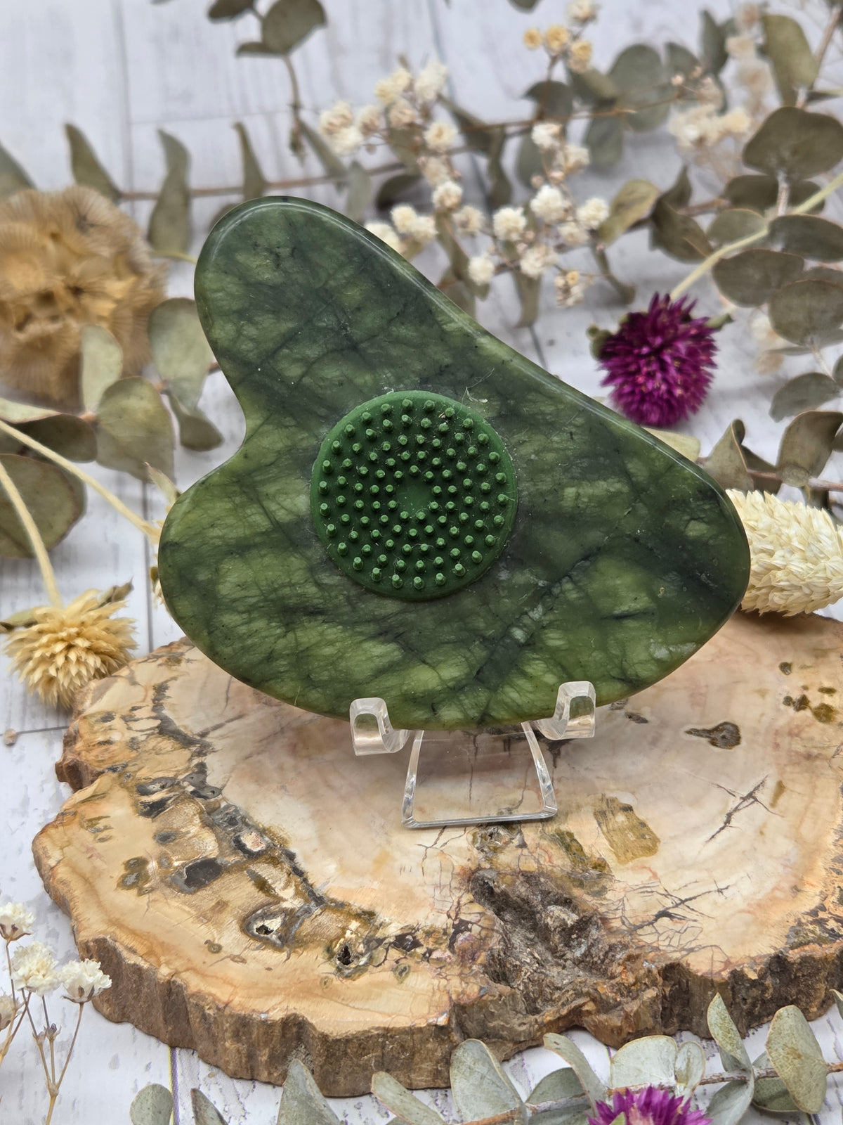 Serpentine Gua Sha with Exfoliator