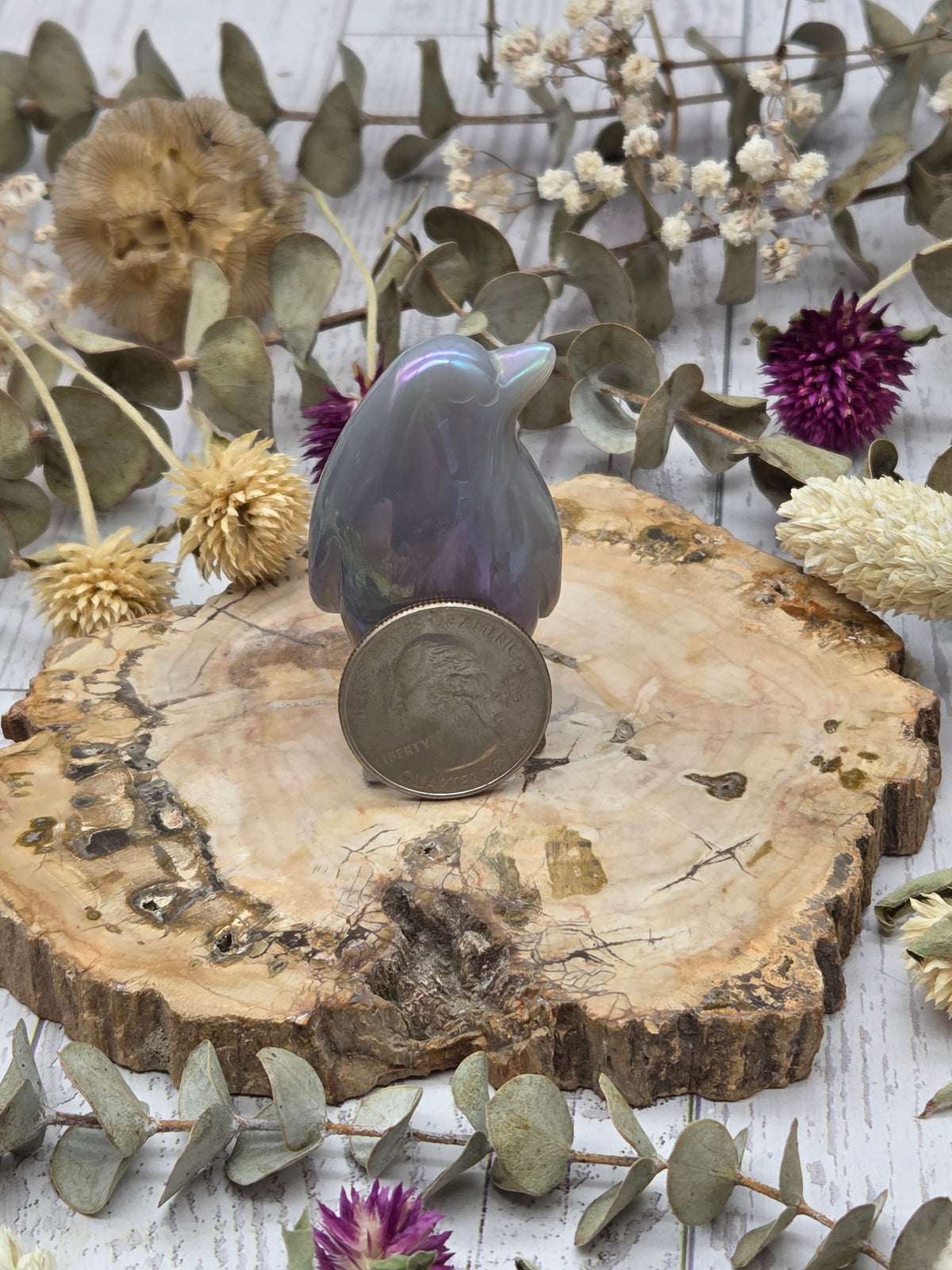 Aura Agate Penguin Carving