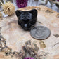 Obsidian Cat Head Carving