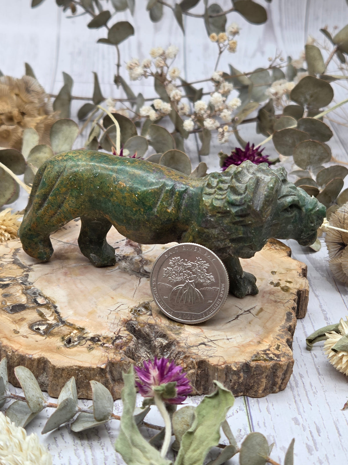 Serpentine Lion Carving