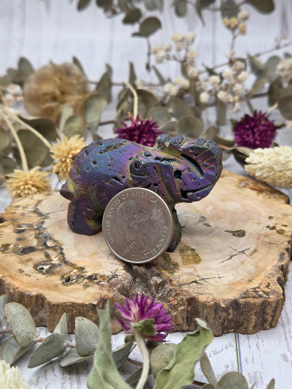 Aura Sphalerite Elephant Carving