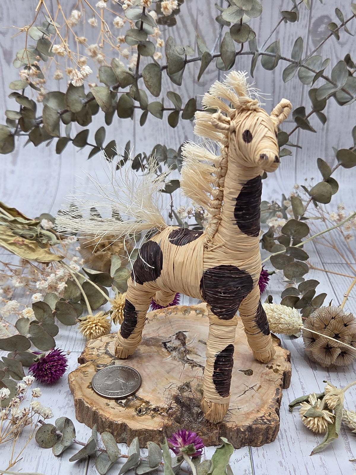 Banana Fiber Giraffe Figurine