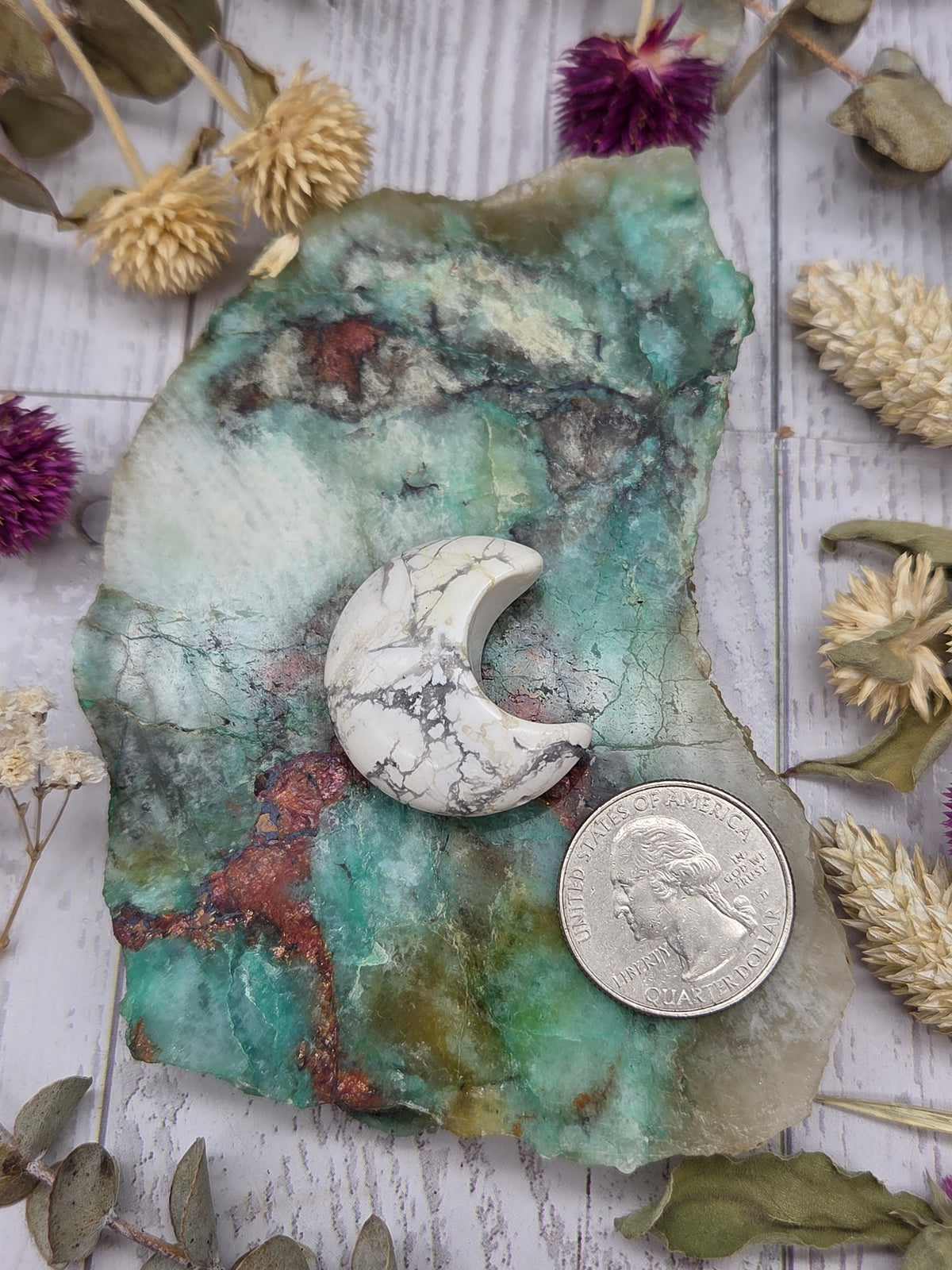 Howlite Moon Carving