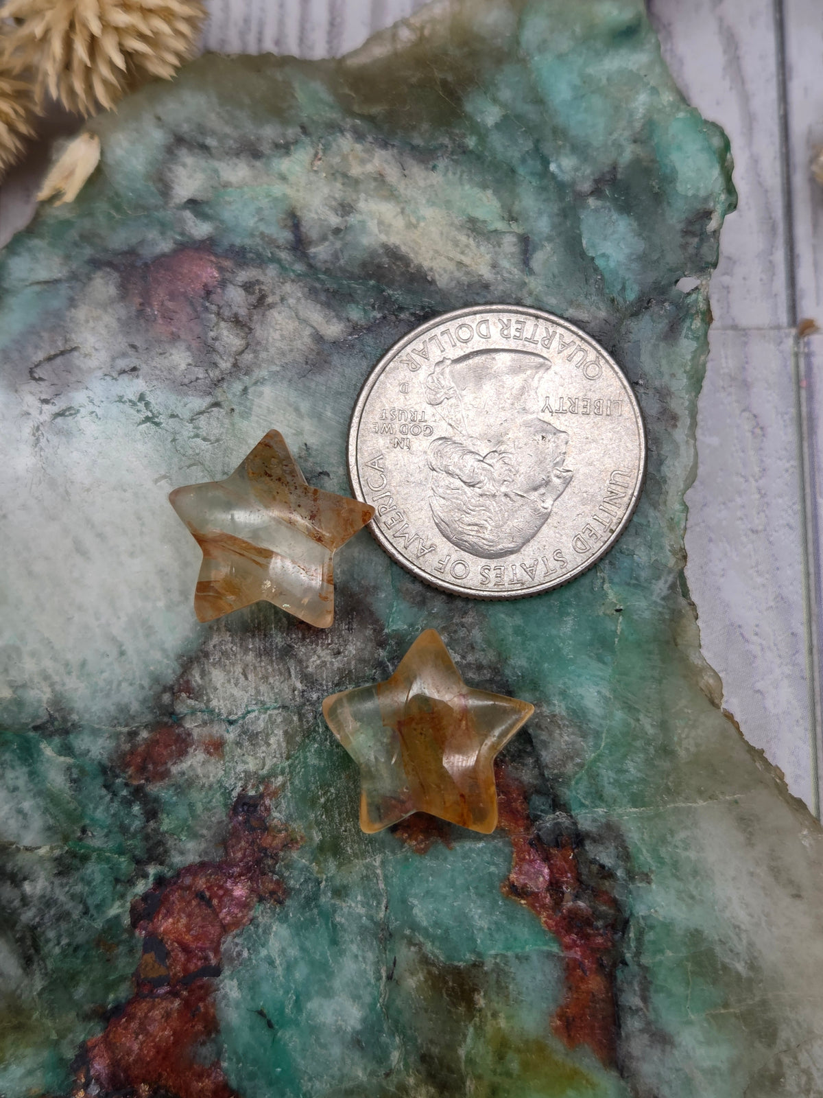 Golden Healer Quartz Star Carving