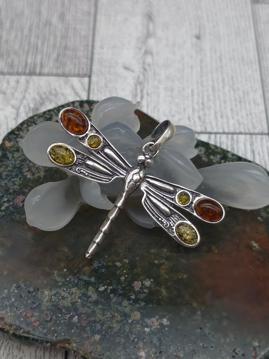 Amber Dragonfly Pendant