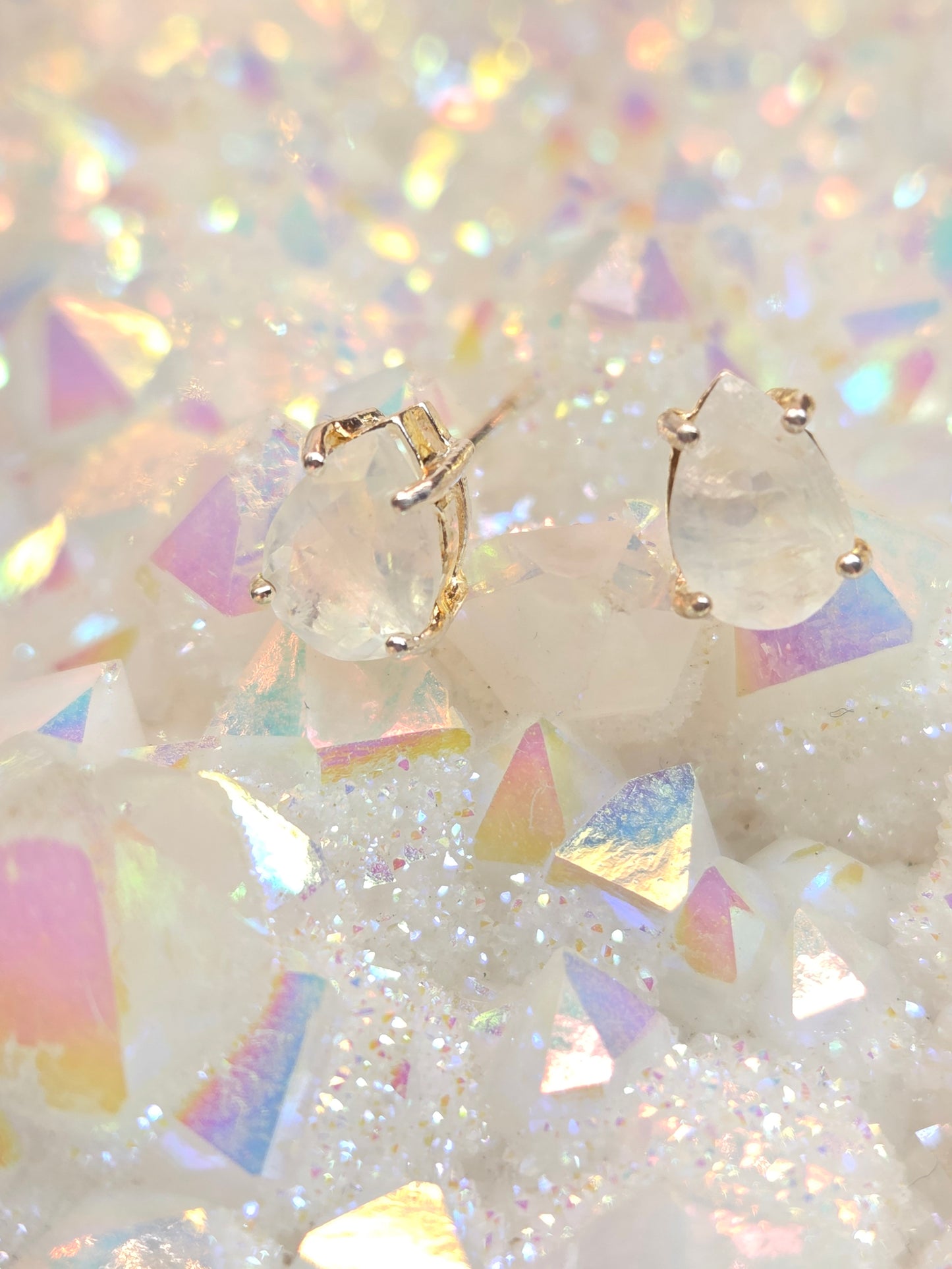 Moonstone Post Earrings