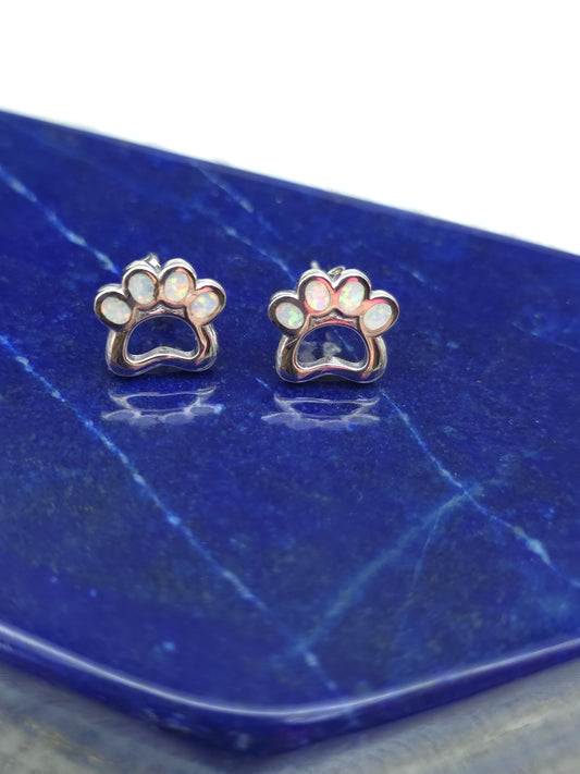 Opal Paw Print Post Earrings