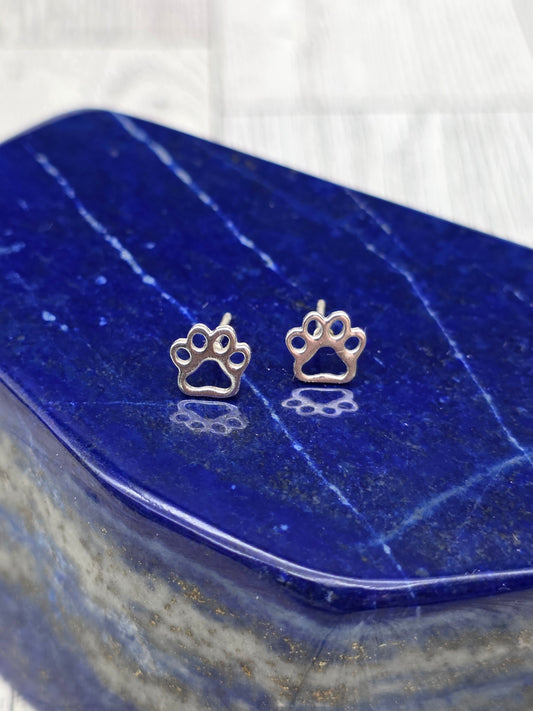 Sterling Silver Paw Print Post Earrings