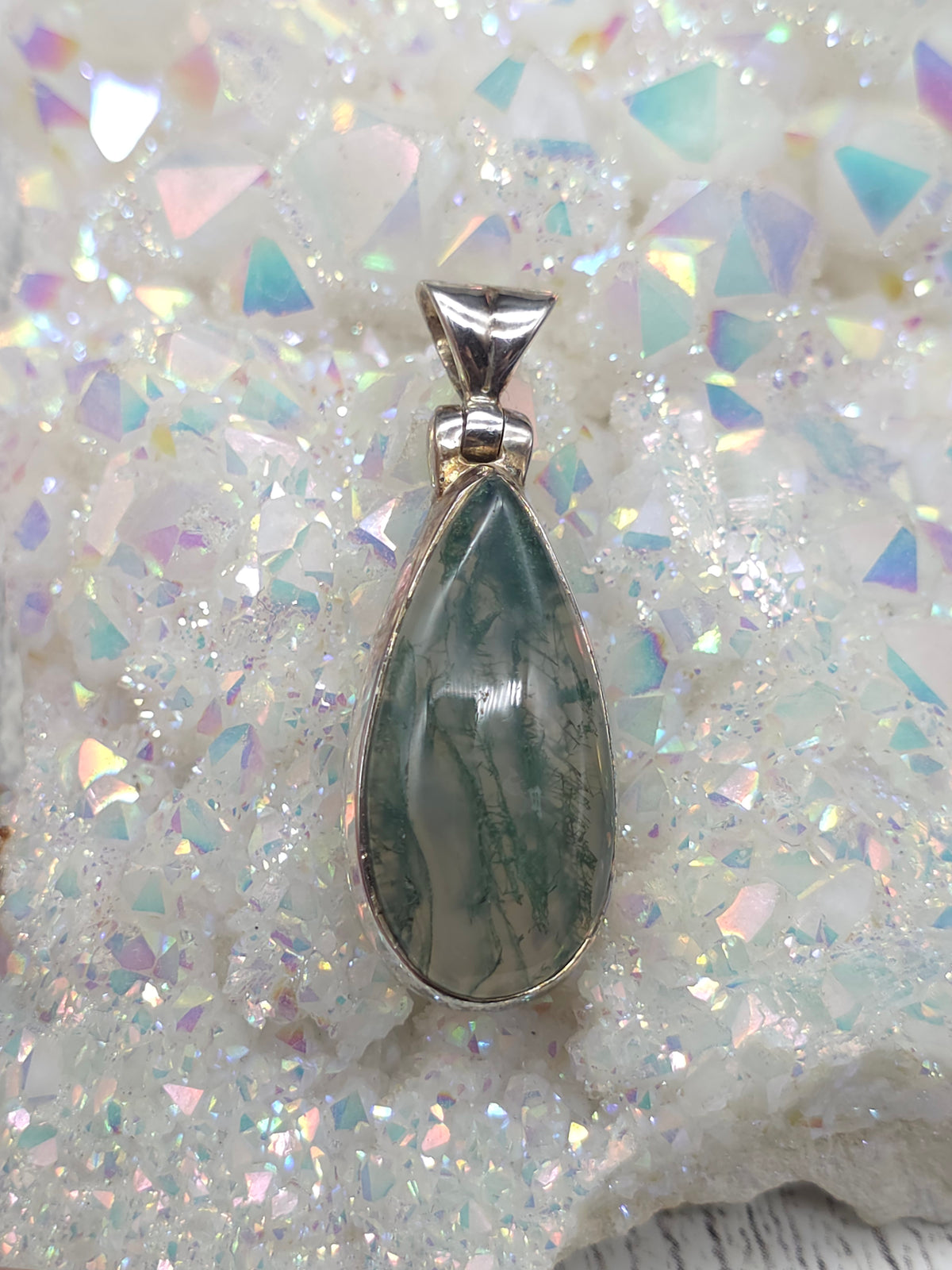 Moss Agate Teardrop Pendant