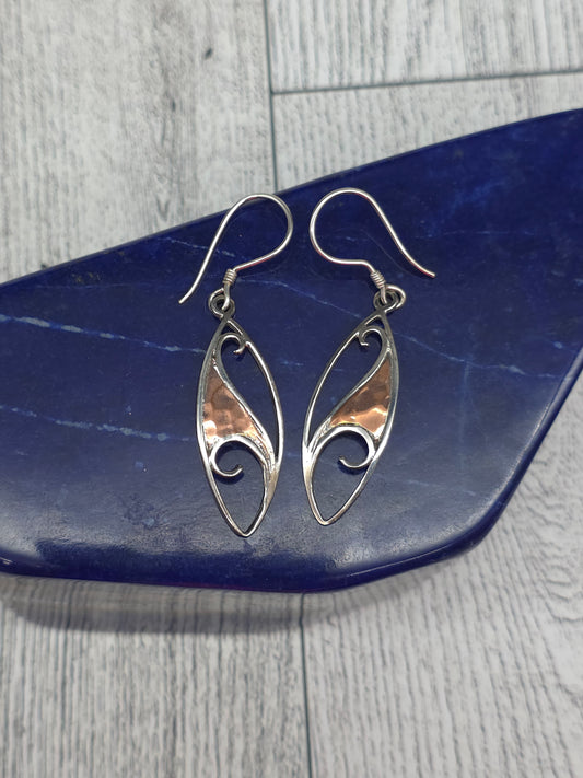 Sterling Silver Copper Hook Earrings