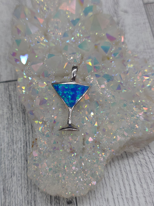 Blue Opal Wine Glass Pendant