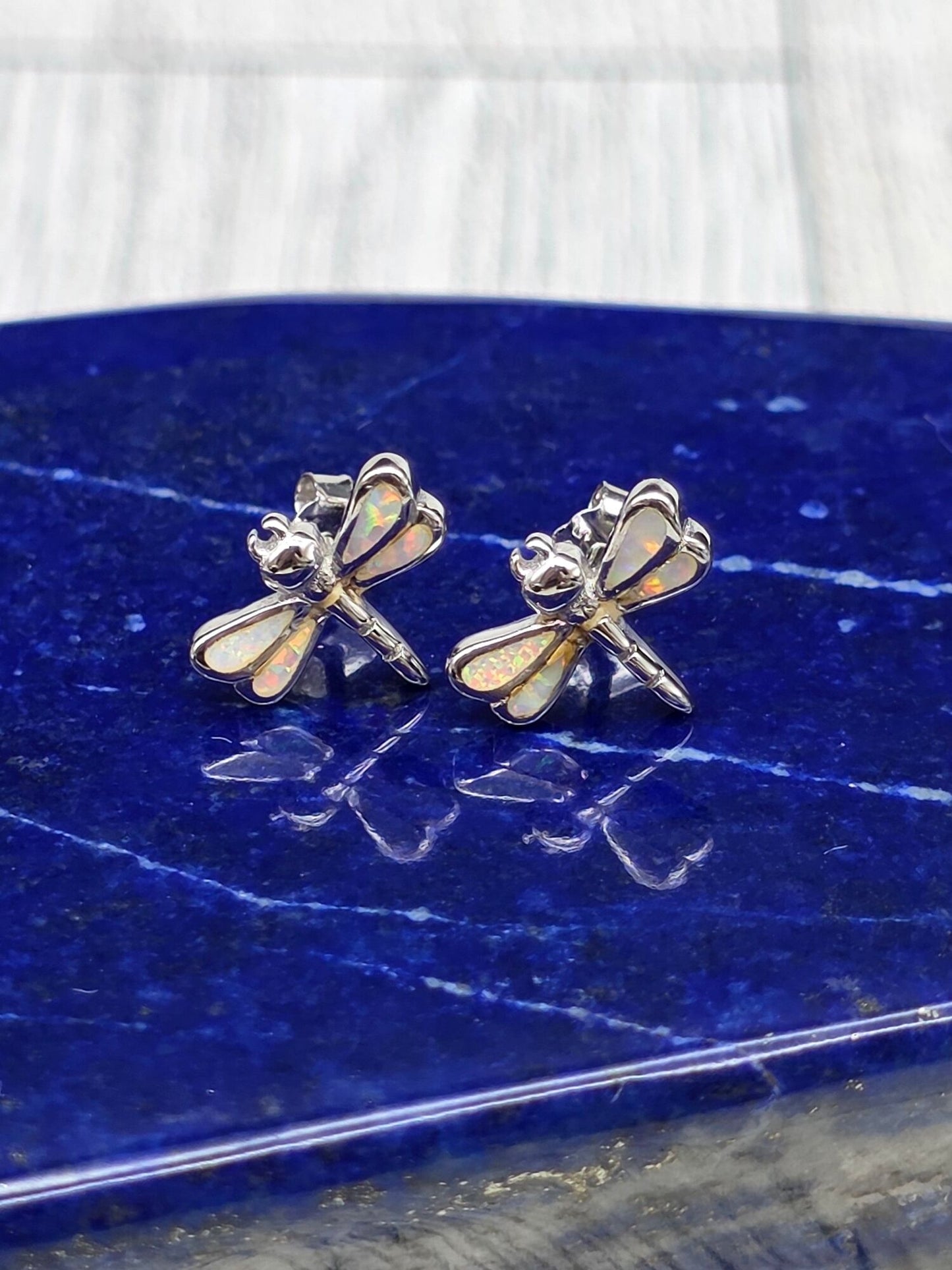 Opal Dragonfly Post Earrings