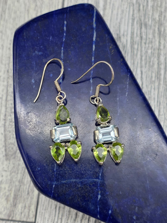 Peridot & Swiss Blue Topaz Hook Earrings