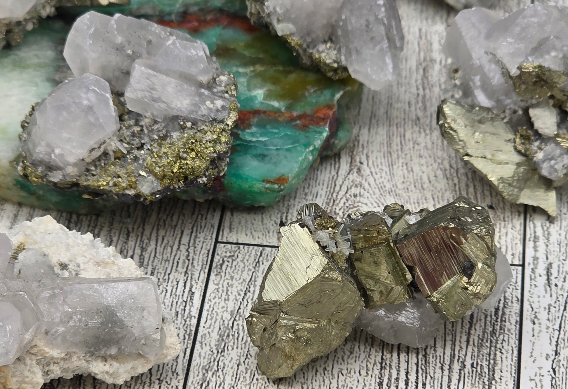 Calcite with Pyrite Specimen - detail shot