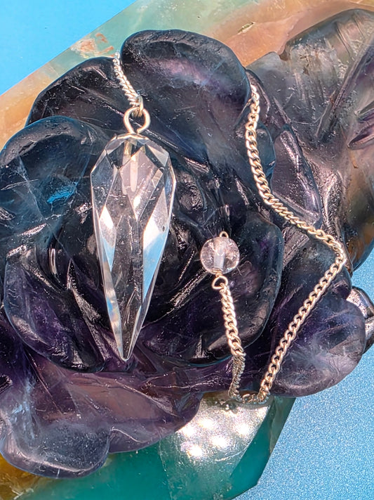 Faceted Clear Quartz Teardrop Pendulum