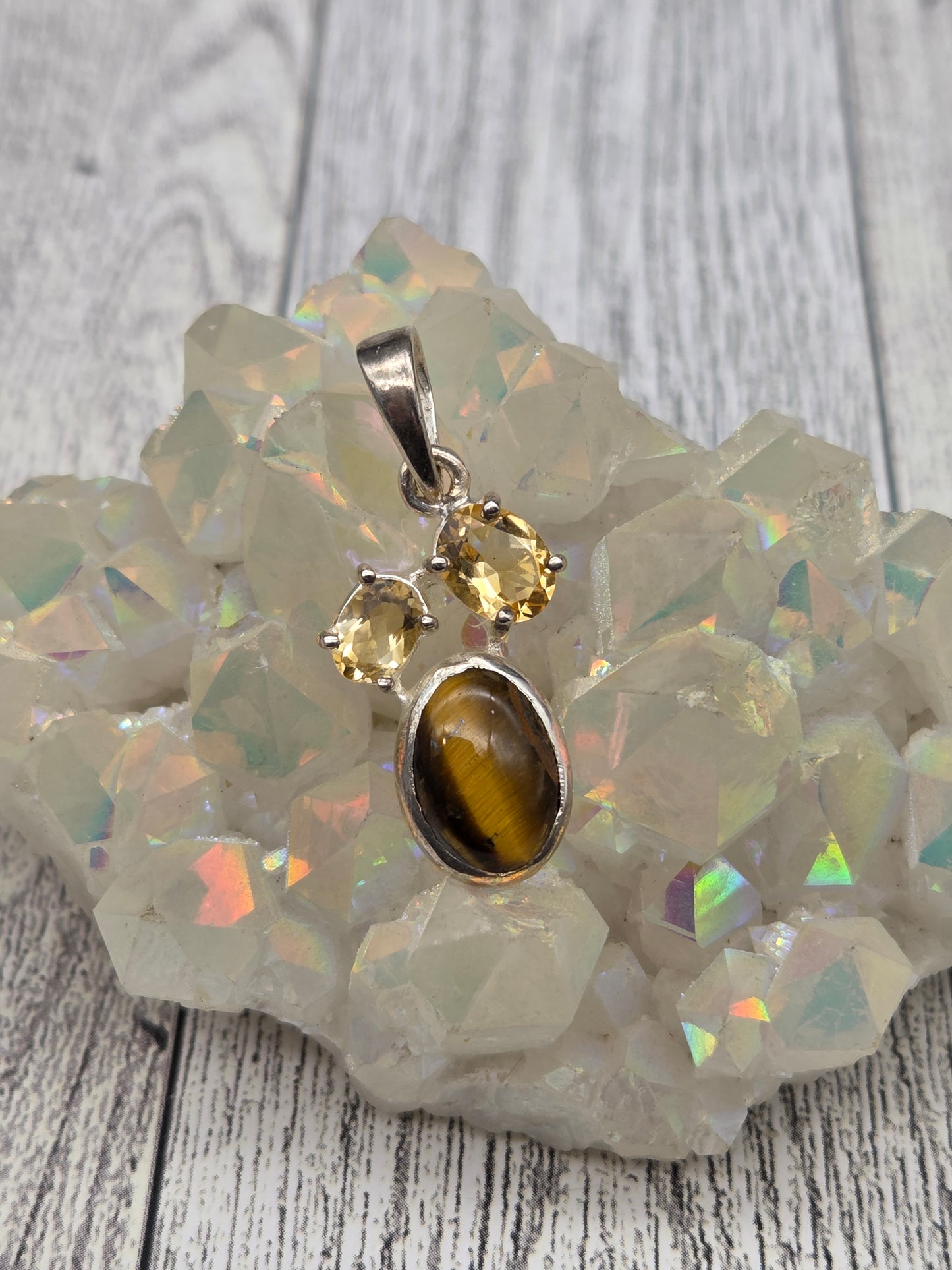 Citrine and Tiger Eye Pendant