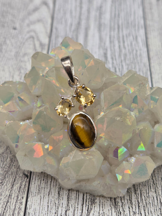 Citrine and Tiger Eye Pendant