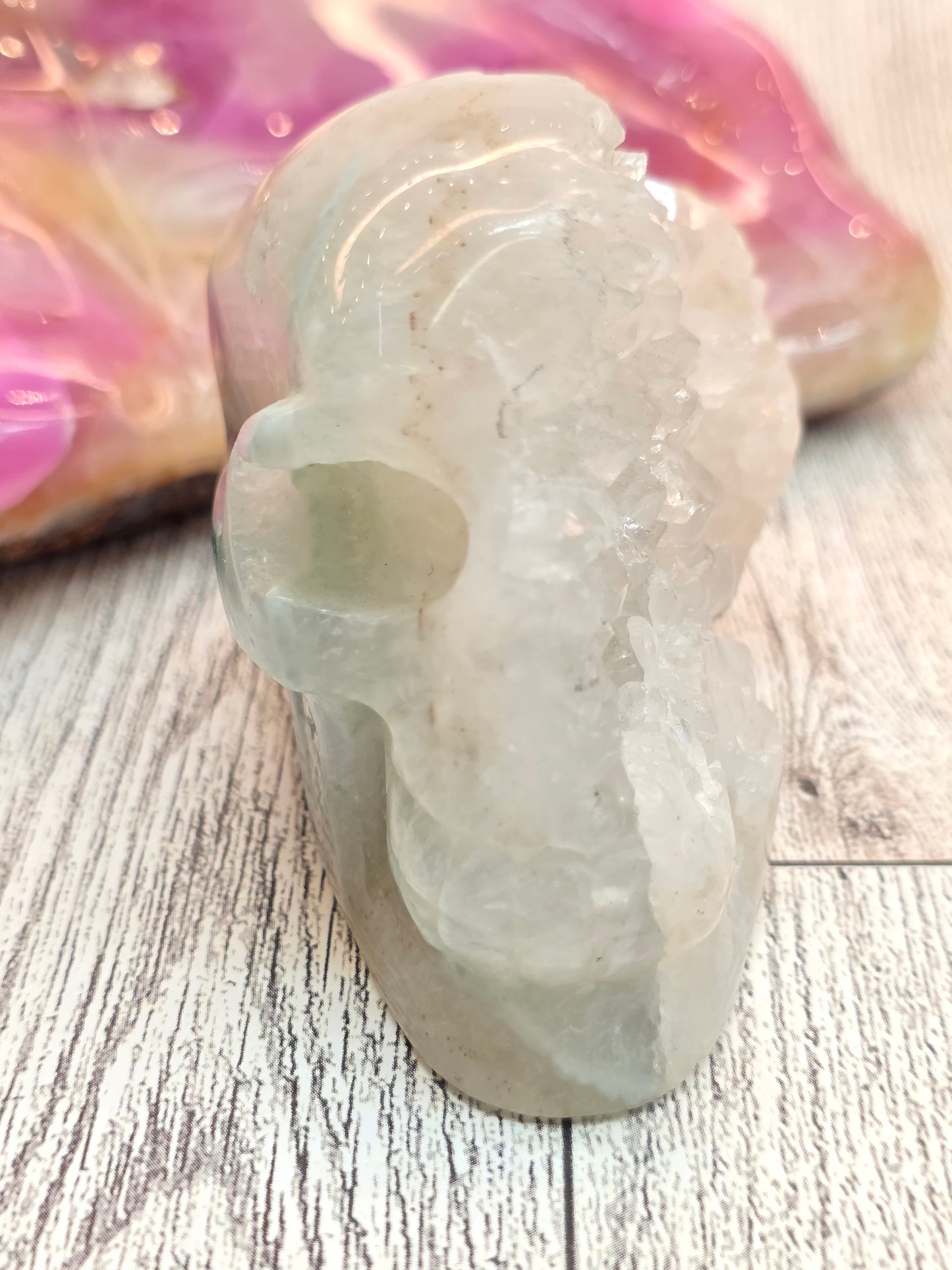 Druzy Agate Half Face Skull