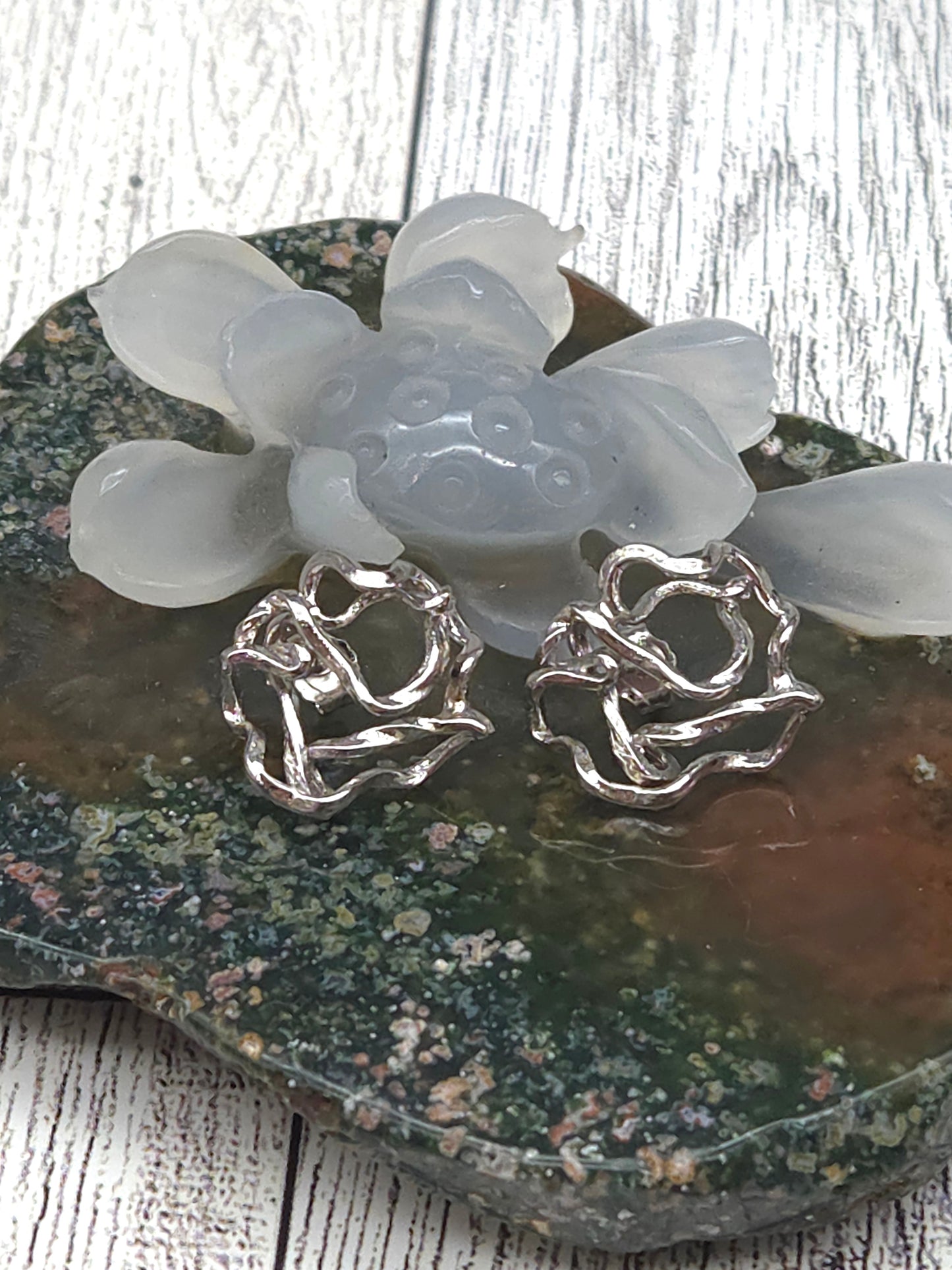 Abstract Sterling Silver Post Earrings