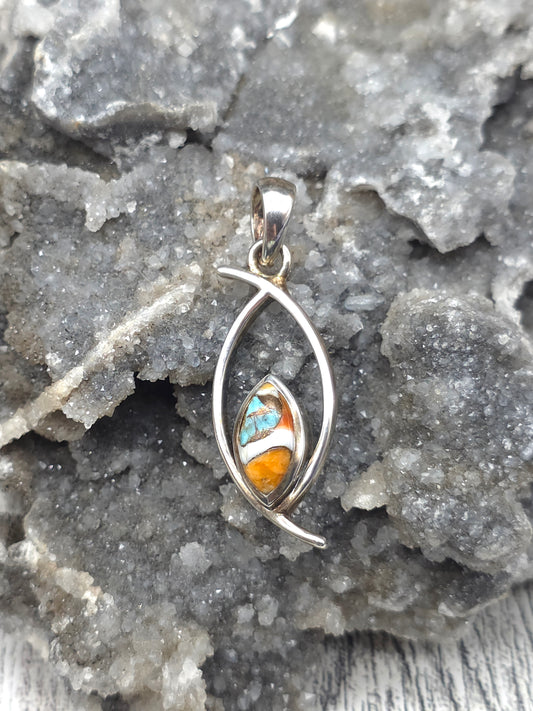 Spiny Oyster Turquoise Pendant