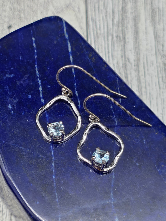 Swiss Blue Topaz Hook Earrings