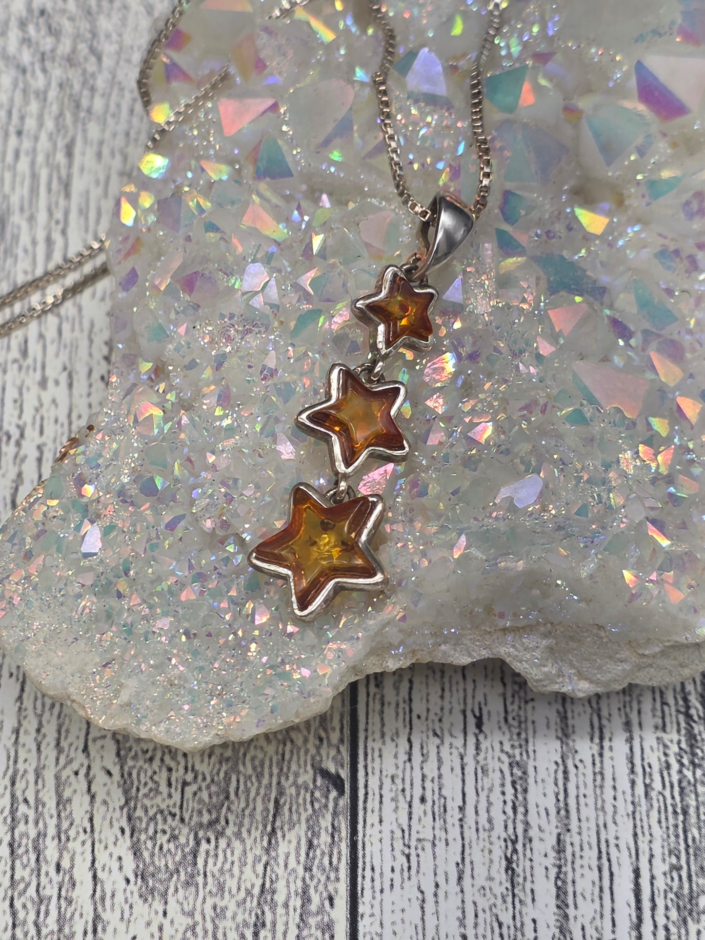 Amber Triple Star Pendant