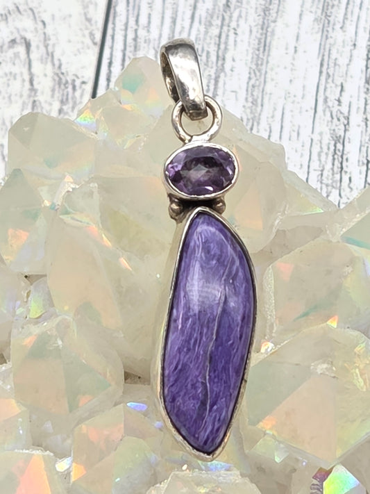 Charoite & Amethyst Pendant