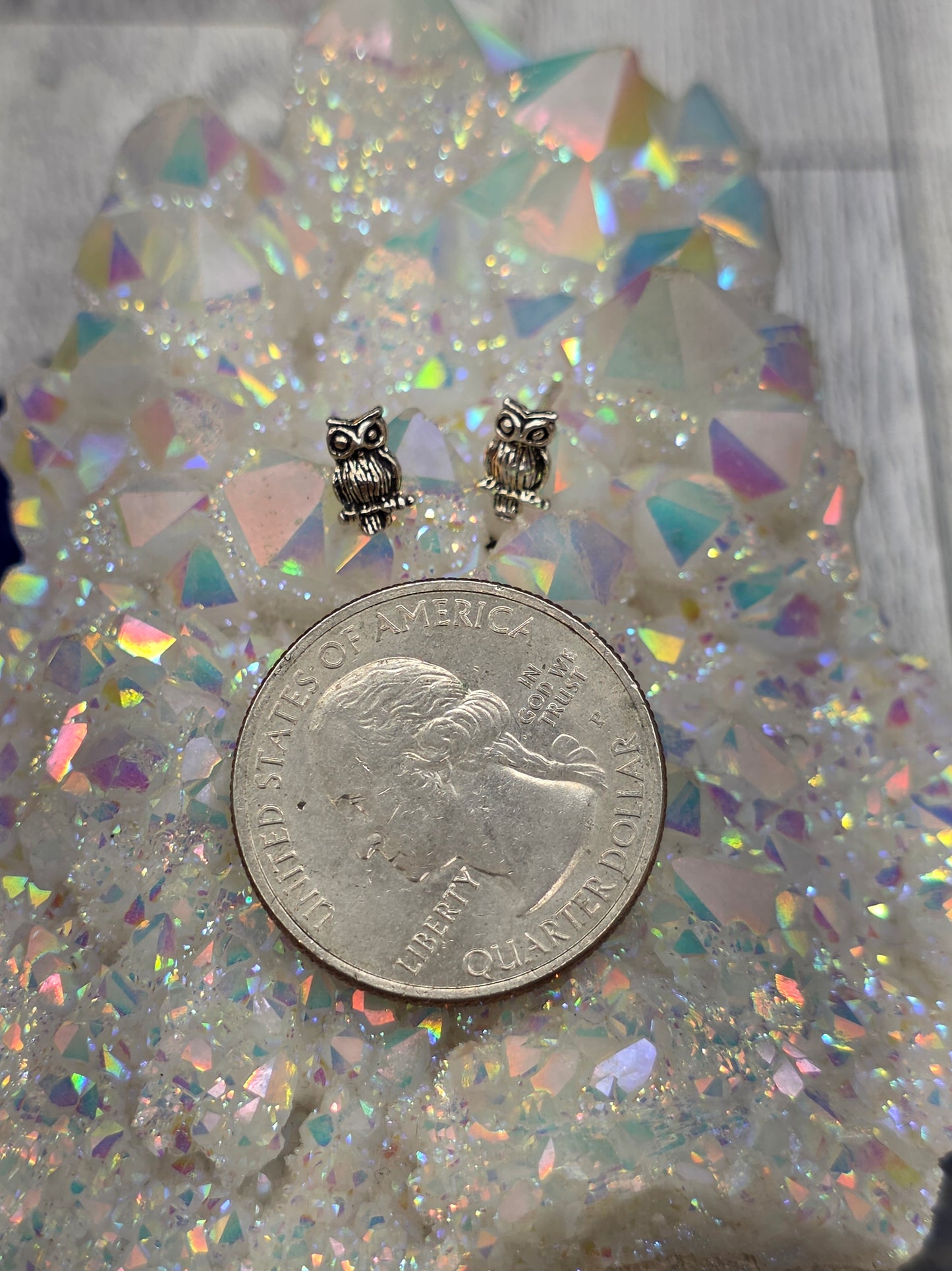 Sterling Silver Owl Post Earrings