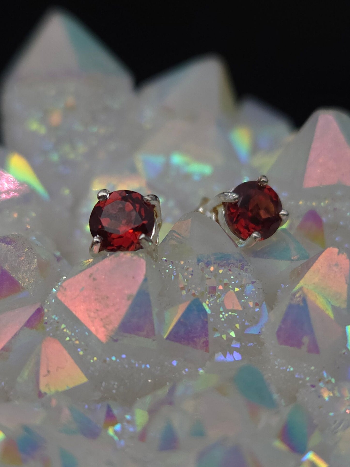 Garnet Post Earrings