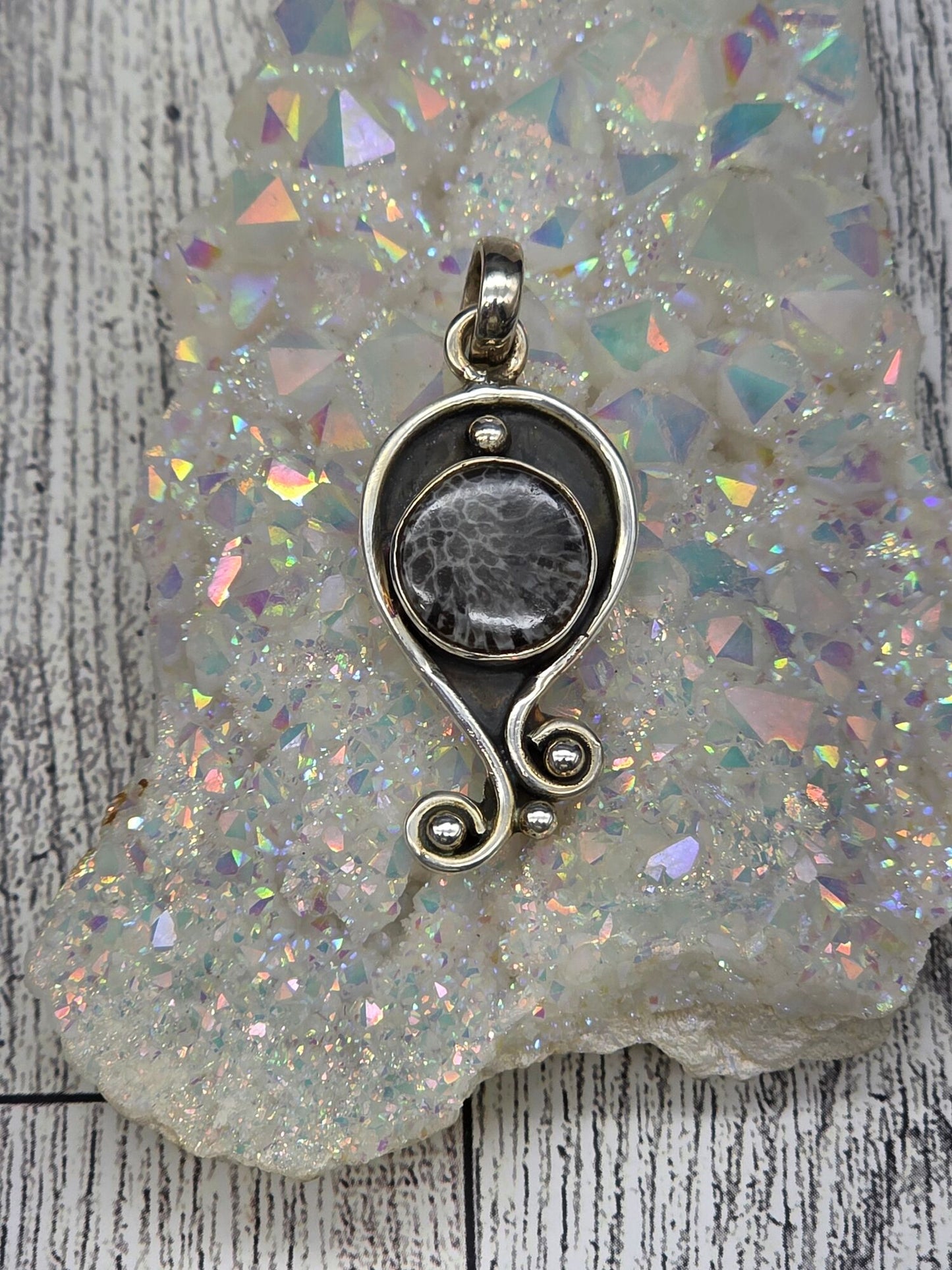 Black Coral Sterling Silver Pendant