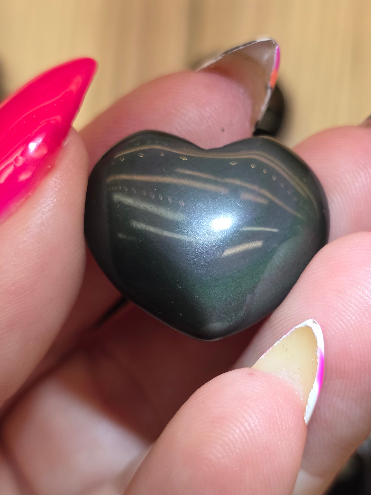 Rainbow Obsidian Heart Pocket Size