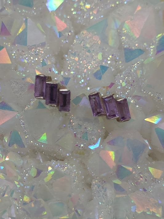 Amethyst Baguette Earrings