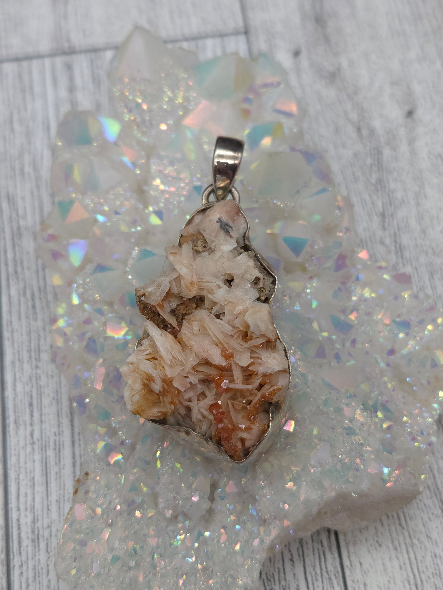 Vanadinite on Barite Raw Pendant