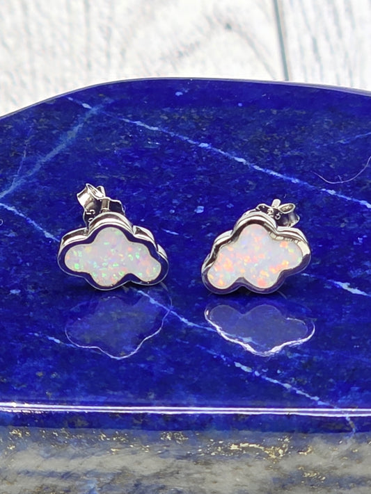 White Opal Cloud Post Earrings