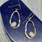 White Opal Oval Hook Earrings