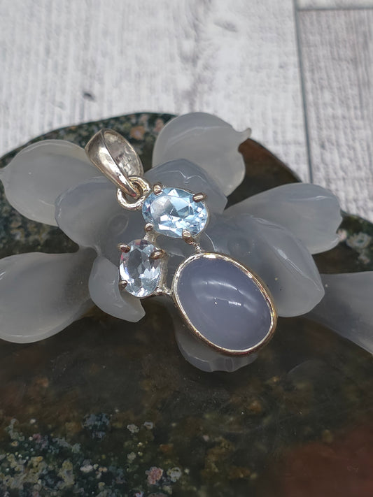 Moonstone & Swiss Blue Topaz Pendant