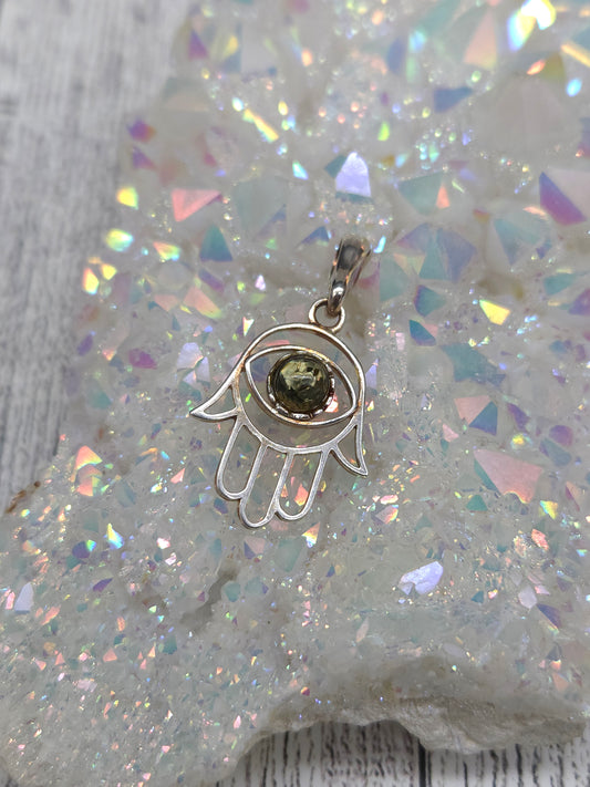 Amber Hamsa Pendant