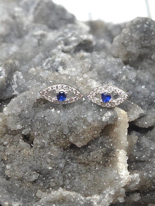Sapphire Evil Eye Post Earrings