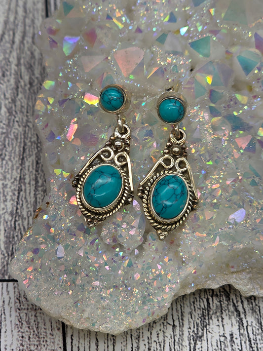 Turquoise Post & Dangle Earrings
