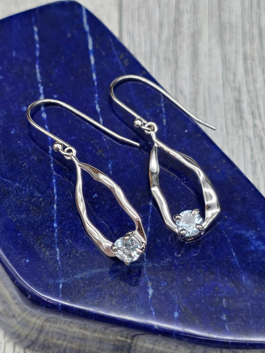 Swiss Blue Topaz Oval Hook Earrings