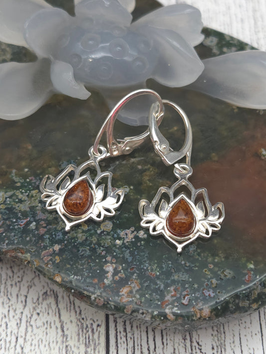 Amber Lotus Earrings