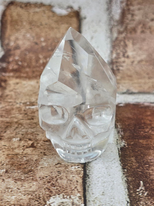 Clear Quartz Skull with Crown Point