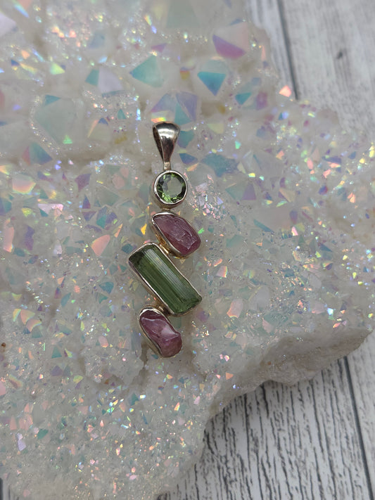 Pink and Green Tourmaline Pendant