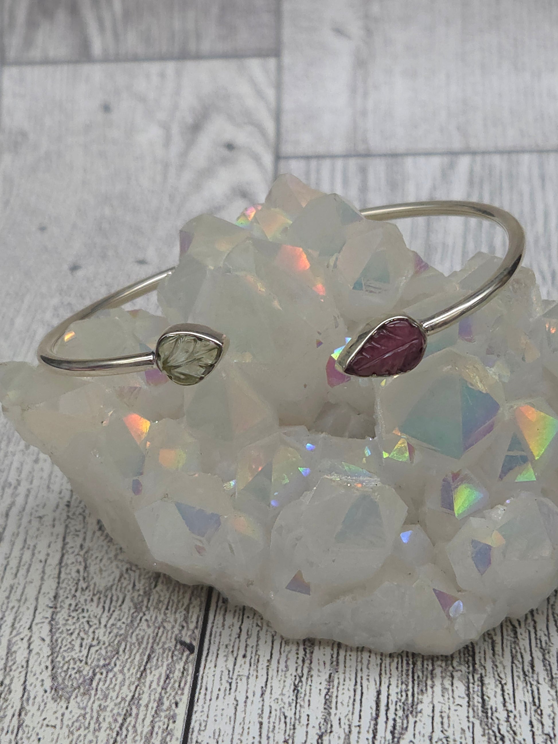 Pink and Green Tourmaline Cuff Bracelet