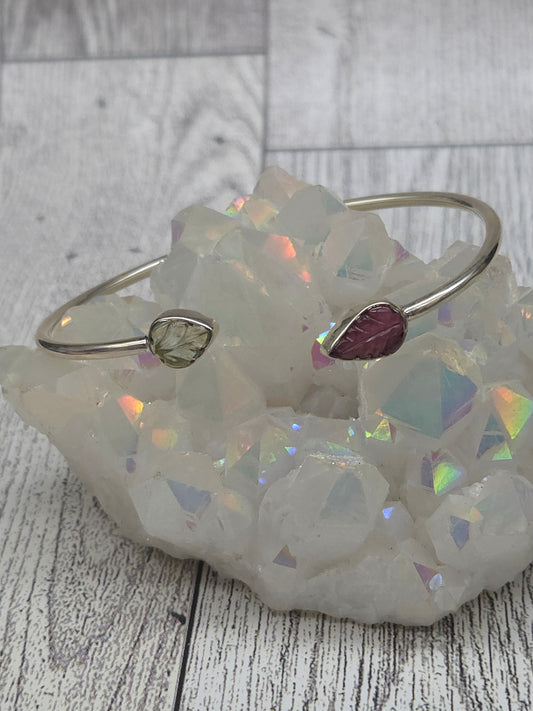 Pink and Green Tourmaline Cuff Bracelet