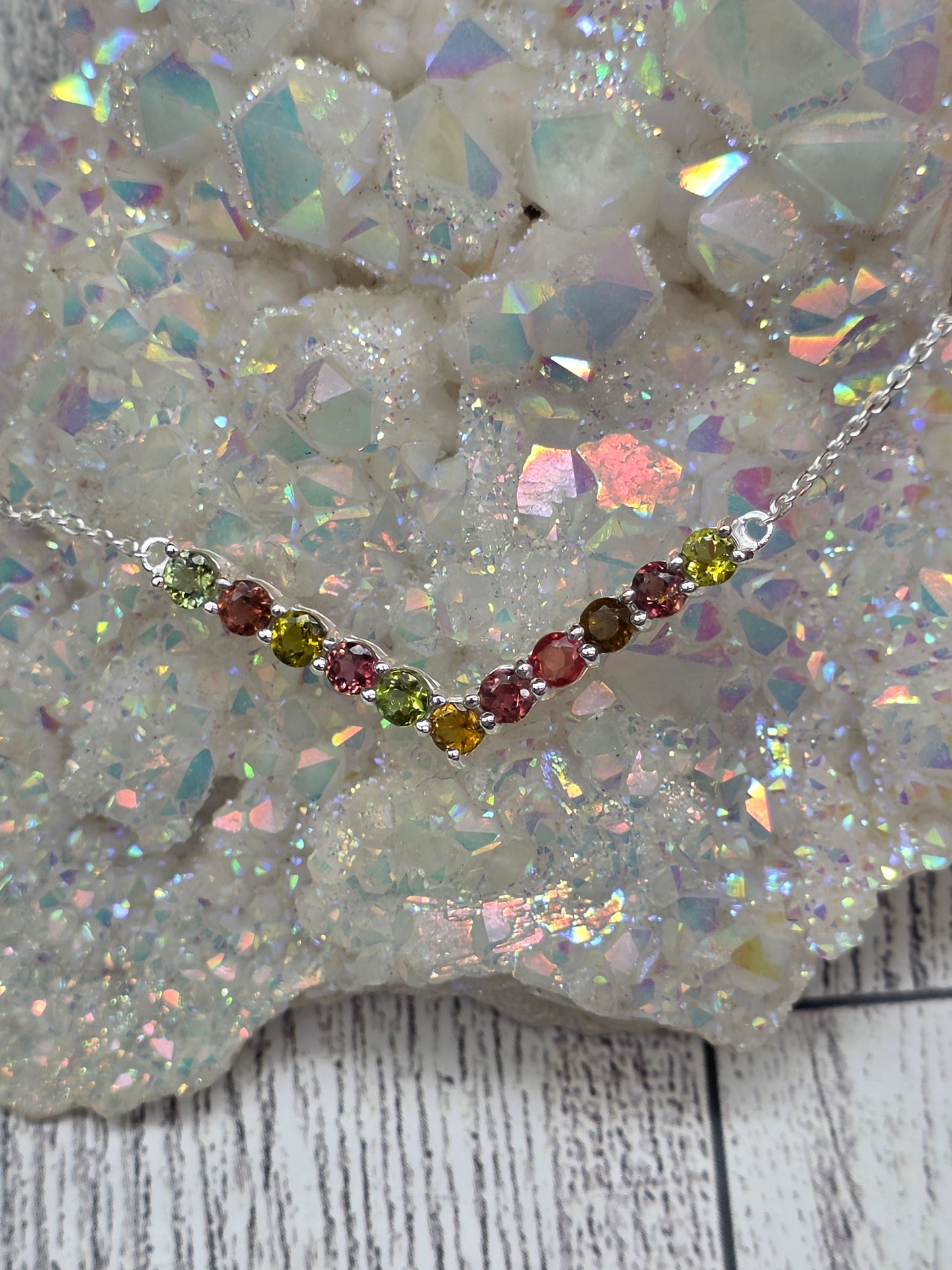 Colorful Tourmaline V-Shaped Necklace